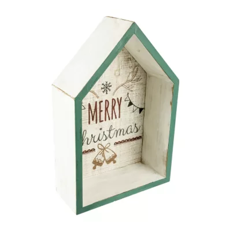 Northlight 11.75in Green Merry 3-D House Wall Sign