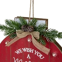 Northlight 13.75in B/O Red Ornament "We Wish You A Merry Christmas" Wall Sign