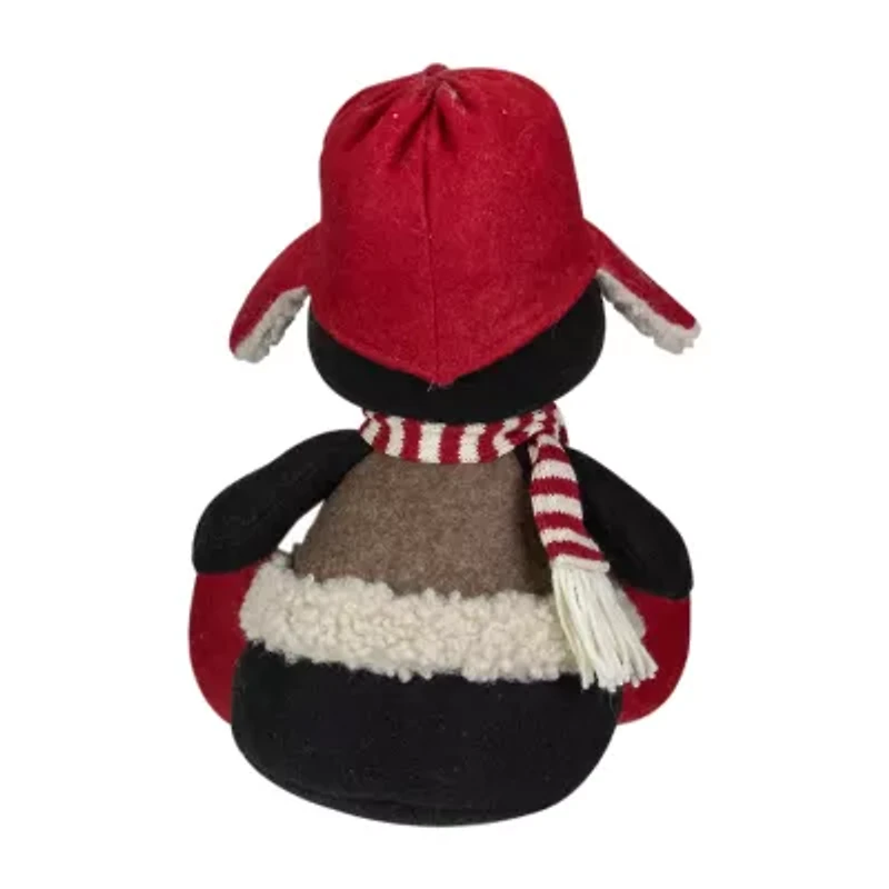 Northlight Sitting Winter Penguin With Trapper Hat - 12in Christmas Tabletop Decor