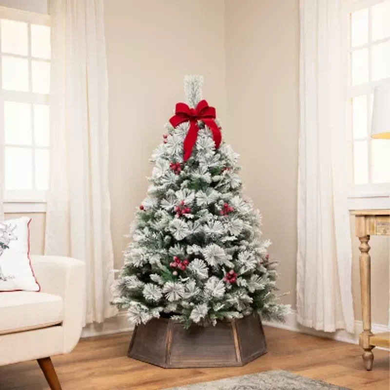 Northlight Real Touch™️ Full Heavily Flocked Whittaker Spruce - 5ft -Unlit 5 Foot Flocked Spruce Christmas Tree