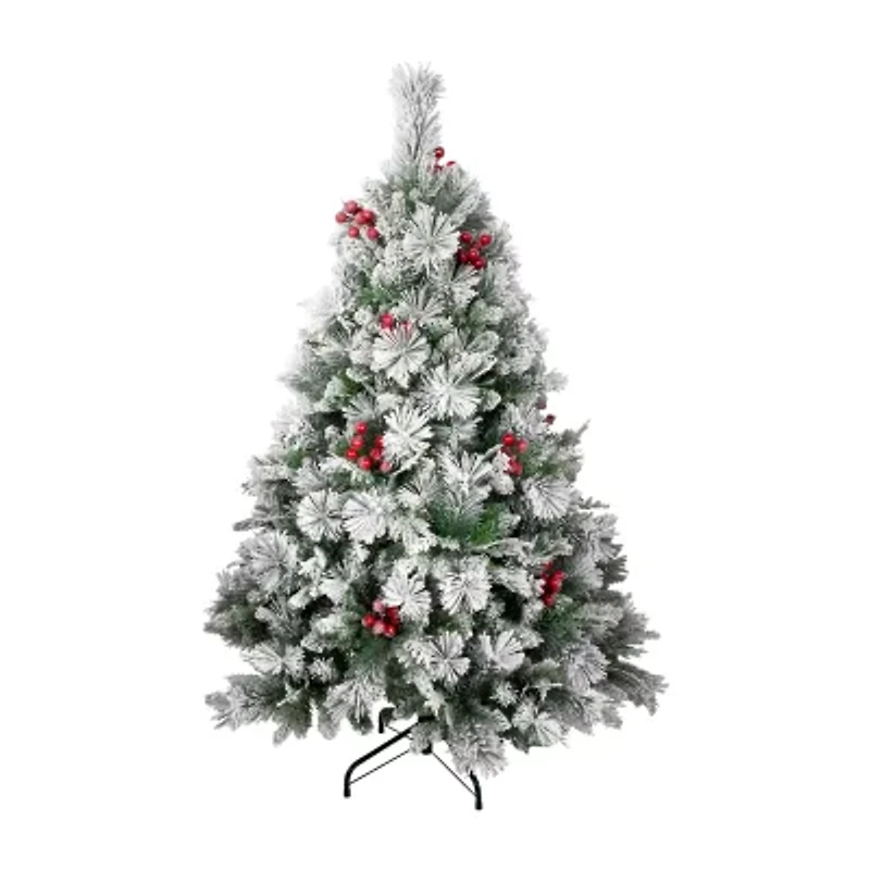 Northlight Real Touch™️ Full Heavily Flocked Whittaker Spruce - 5ft -Unlit 5 Foot Flocked Spruce Christmas Tree