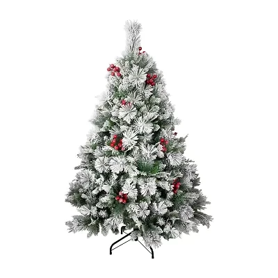 Northlight Real Touch™️ Full Heavily Flocked Whittaker Spruce - 5ft -Unlit 5 Foot Flocked Spruce Christmas Tree