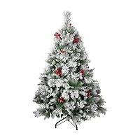 Northlight Real Touch™️ Full Heavily Flocked Whittaker Spruce - 5ft -Unlit 5 Foot Flocked Spruce Christmas Tree