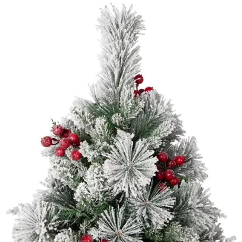 Northlight Real Touch™️ Full Heavily Flocked Whittaker Spruce - 5ft -Unlit 5 Foot Flocked Spruce Christmas Tree