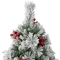 Northlight Real Touch™️ Full Heavily Flocked Whittaker Spruce - 5ft -Unlit 5 Foot Flocked Spruce Christmas Tree