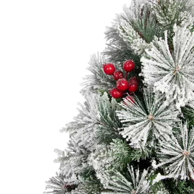 Northlight Real Touch™️ Full Heavily Flocked Whittaker Spruce - 5ft -Unlit 5 Foot Flocked Spruce Christmas Tree