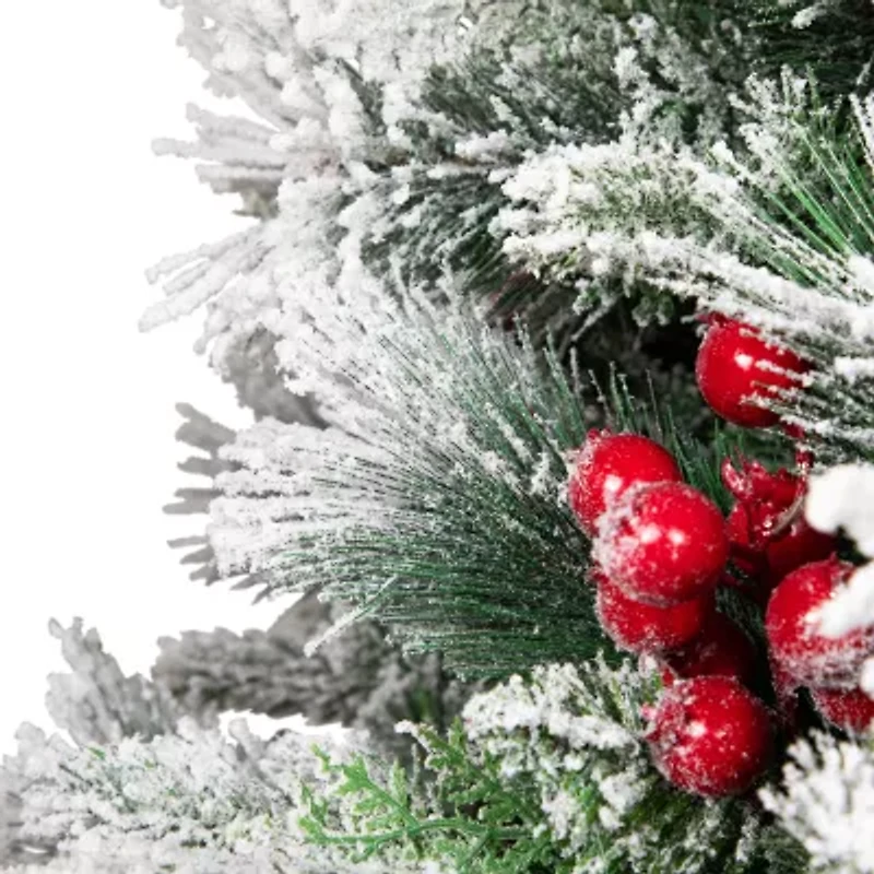 Northlight Real Touch™️ Full Heavily Flocked Whittaker Spruce - 5ft -Unlit 5 Foot Flocked Spruce Christmas Tree