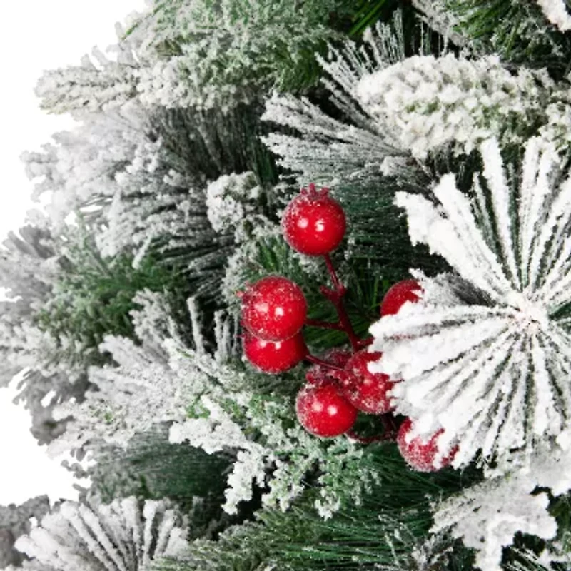 Northlight Real Touch™️ Full Heavily Flocked Whittaker Spruce - 5ft -Unlit 5 Foot Flocked Spruce Christmas Tree