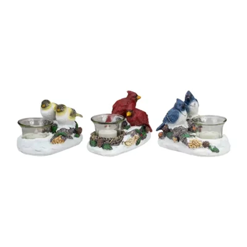 Northlight 6" Bird Couples Tealight Christmas Tabletop Decor