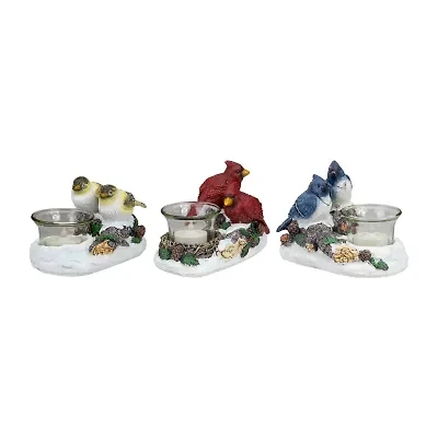 Northlight 6" Bird Couples Tealight Christmas Tabletop Decor