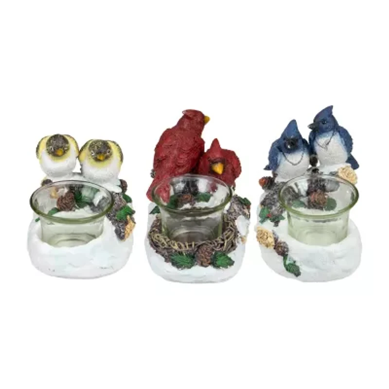 Northlight 6" Bird Couples Tealight Christmas Tabletop Decor