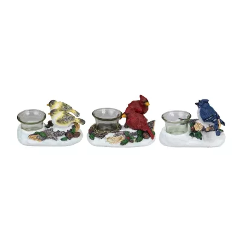 Northlight 6" Bird Couples Tealight Christmas Tabletop Decor