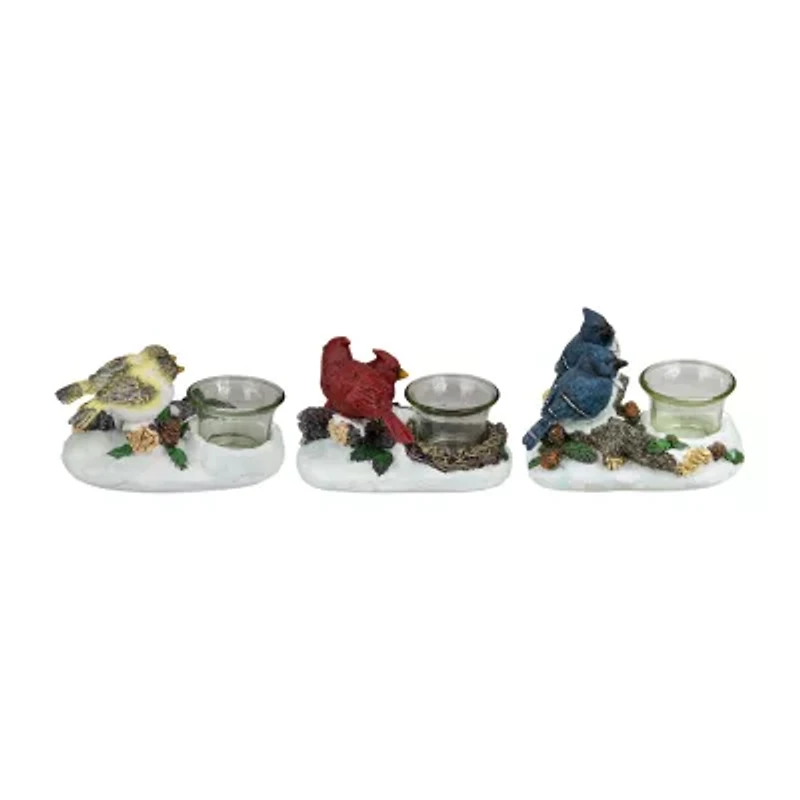 Northlight 6" Bird Couples Tealight Christmas Tabletop Decor