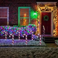 Northlight Lighted Candy Cane Pathway Lawn Stakes - 20in - Set Of 3 Christmas Yard Art