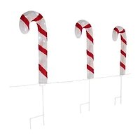 Northlight Lighted Candy Cane Pathway Lawn Stakes - 20in - Set Of 3 Christmas Yard Art