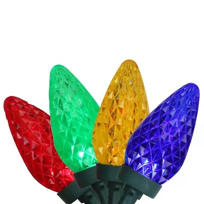 Northlight 100ct Multi-Color Led Faceted C9 66ft Green Wire String Lights