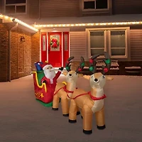 Northlight Inflatable Santafts Sleigh And Reindeer - 8ft Christmas Inflatable