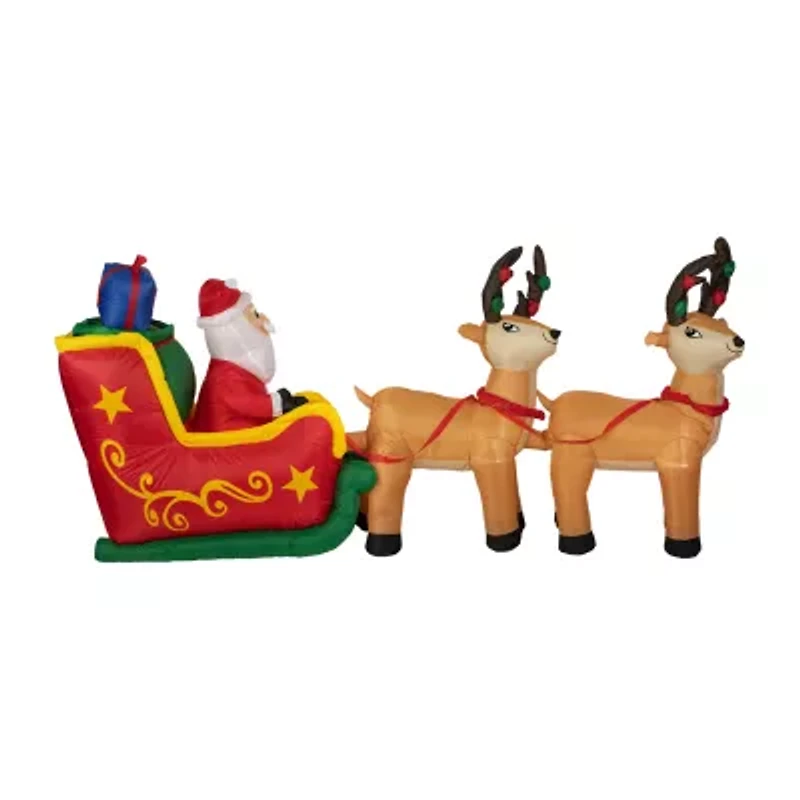 Northlight Inflatable Santafts Sleigh And Reindeer - 8ft Christmas Inflatable