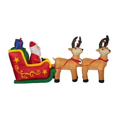 Northlight Inflatable Santafts Sleigh And Reindeer - 8ft Christmas Inflatable