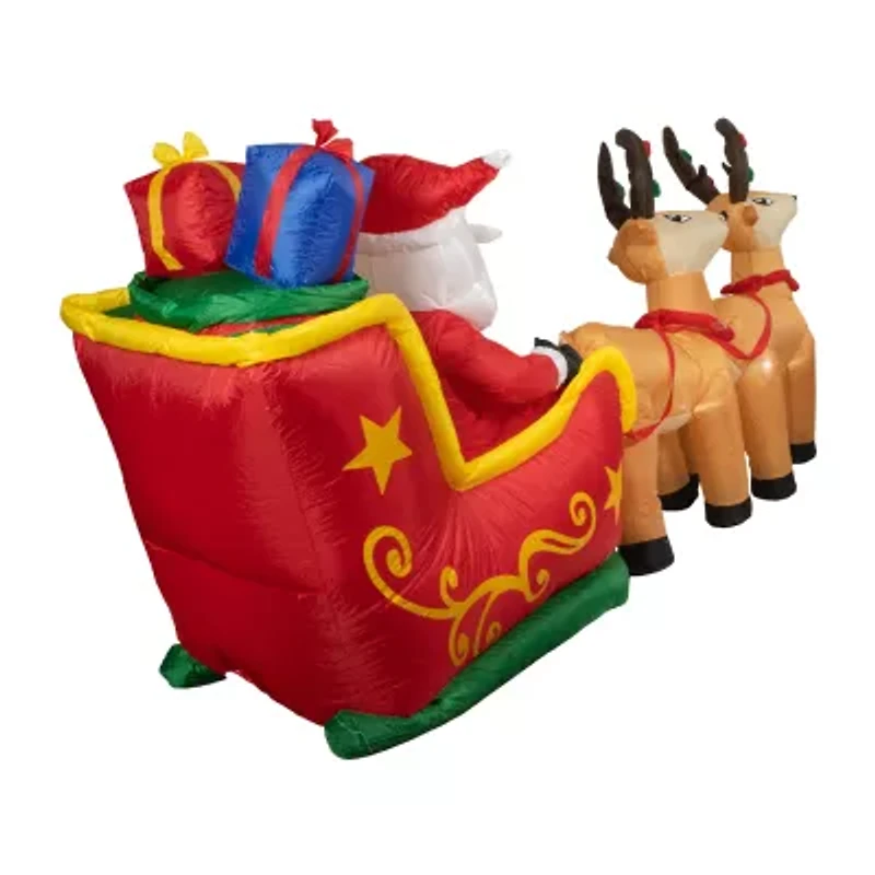 Northlight Inflatable Santafts Sleigh And Reindeer - 8ft Christmas Inflatable