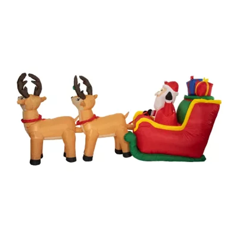 Northlight Inflatable Santafts Sleigh And Reindeer - 8ft Christmas Inflatable
