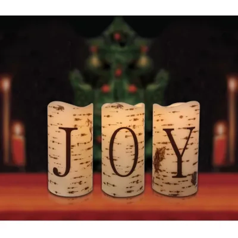Northlight Set Of 3 B/O Joy Led Flame-Less S 6in Flameless Candle