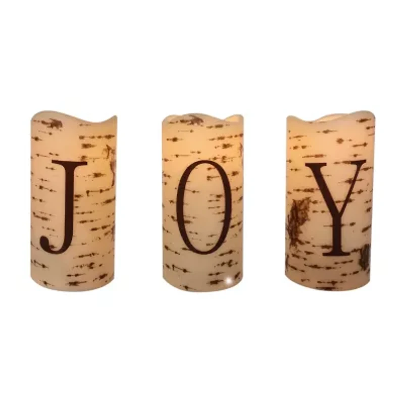 Northlight Set Of 3 B/O Joy Led Flame-Less S 6in Flameless Candle