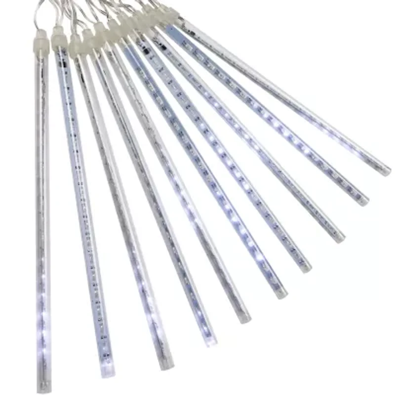 Northlight Led Lighted Snowfall - Polar White - 15ft Clear Wire - 10ct Outdoor Icicle Lights