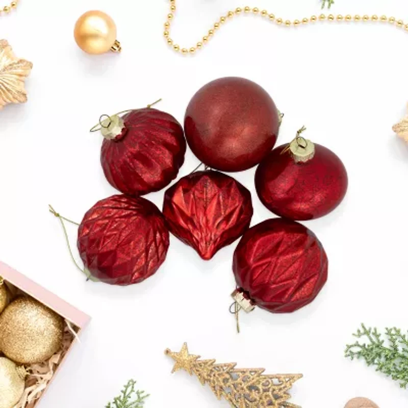 Northlight Shiny And Textured Glass Ball And Onion - 3in (80mm) -Red - 9ct Christmas Ornament