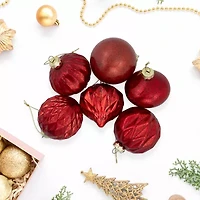 Northlight Shiny And Textured Glass Ball And Onion - 3in (80mm) -Red - 9ct Christmas Ornament