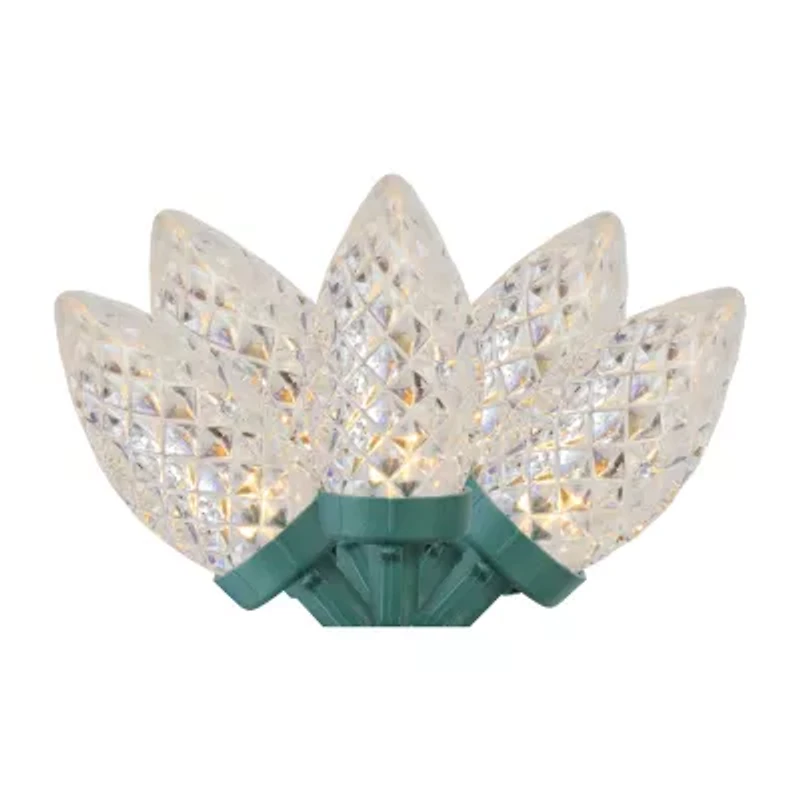 Northlight 100ct Warm White Led Faceted C7 66ft Green Wire String Lights