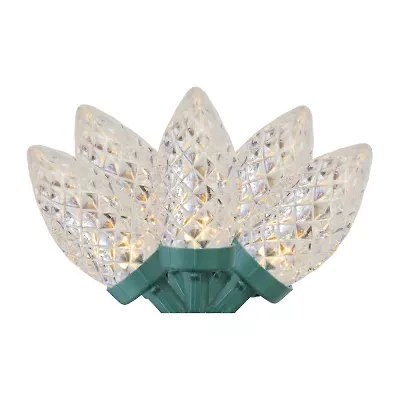 Northlight 100ct Warm White Led Faceted C7 66ft Green Wire String Lights