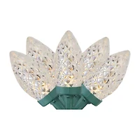 Northlight 100ct Warm White Led Faceted C7 66ft Green Wire String Lights