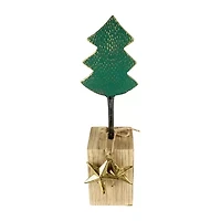 Northlight Metal With Stars And Chunky Wooden Base - 16.75in - Green 1 Foot Christmas Tree