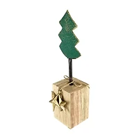 Northlight Metal With Stars And Chunky Wooden Base - 16.75in - Green 1 Foot Christmas Tree