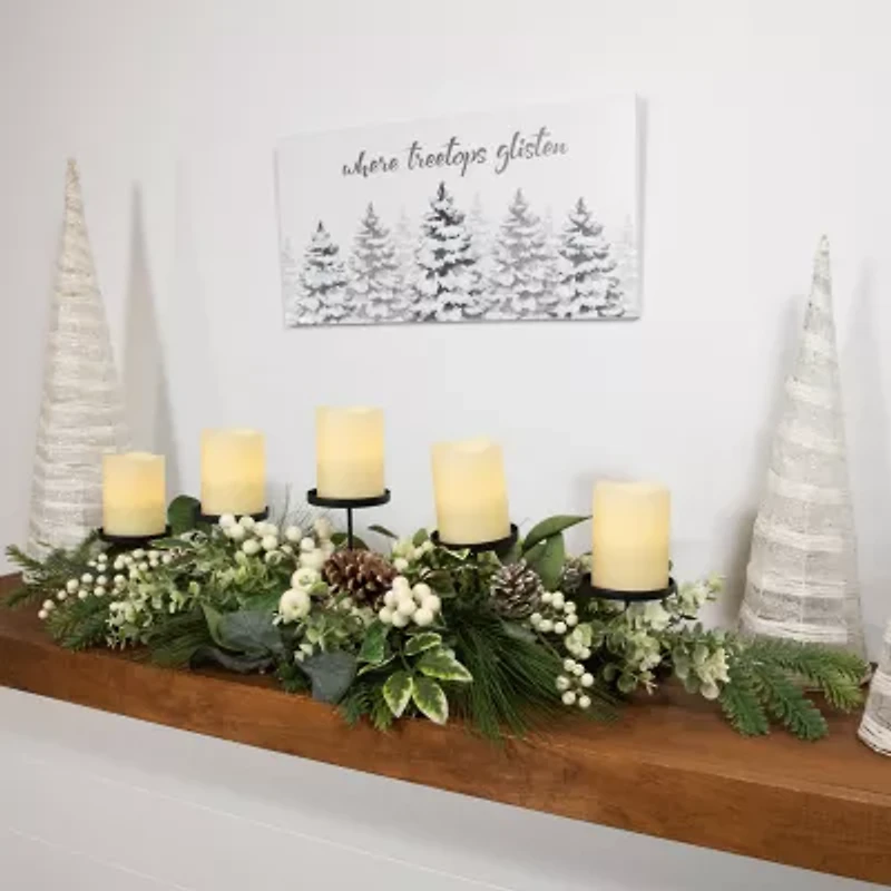 Northlight Berries And Eucalyptus Artificial - 42in Candle Holder