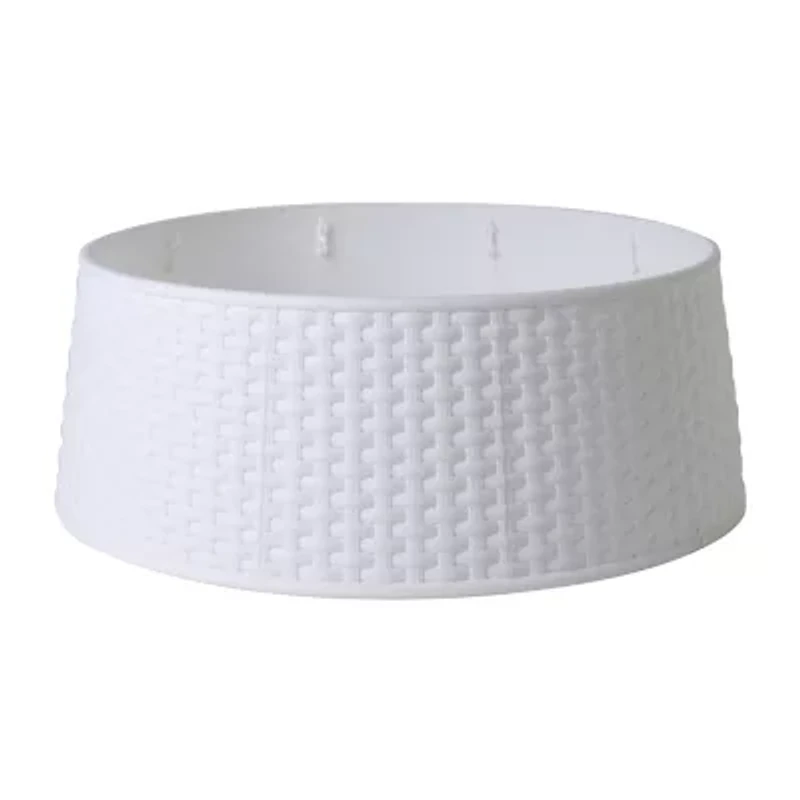 Northlight 25.5in White Rattan Pattern Large Christmas Tree Collar