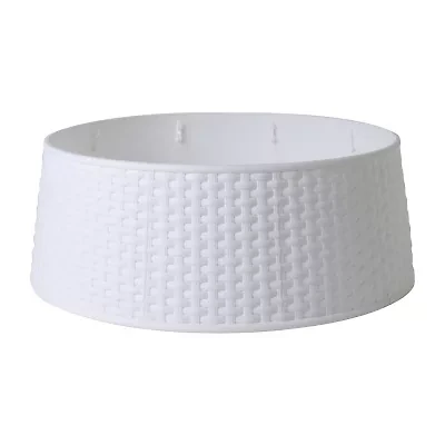 Northlight 25.5in White Rattan Pattern Large Christmas Tree Collar