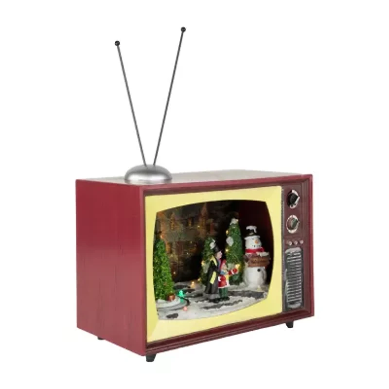 Northlight Led Lighted Animated And Musical Tv Scene Display - 9.25in Plays Music Christmas Tabletop Decor
