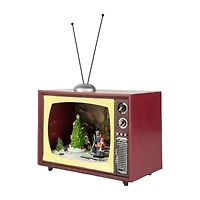 Northlight Led Lighted Animated And Musical Tv Scene Display - 9.25in Plays Music Christmas Tabletop Decor