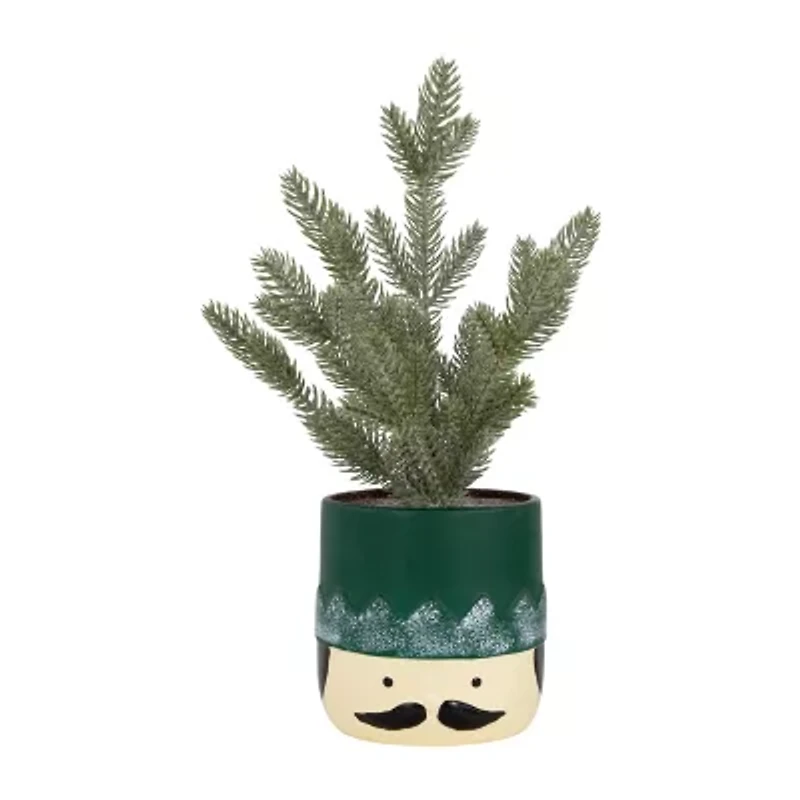 Northlight Mini Frosted In Nutcracker Pot - 14.75in - Unlit 1 Foot Christmas Tree