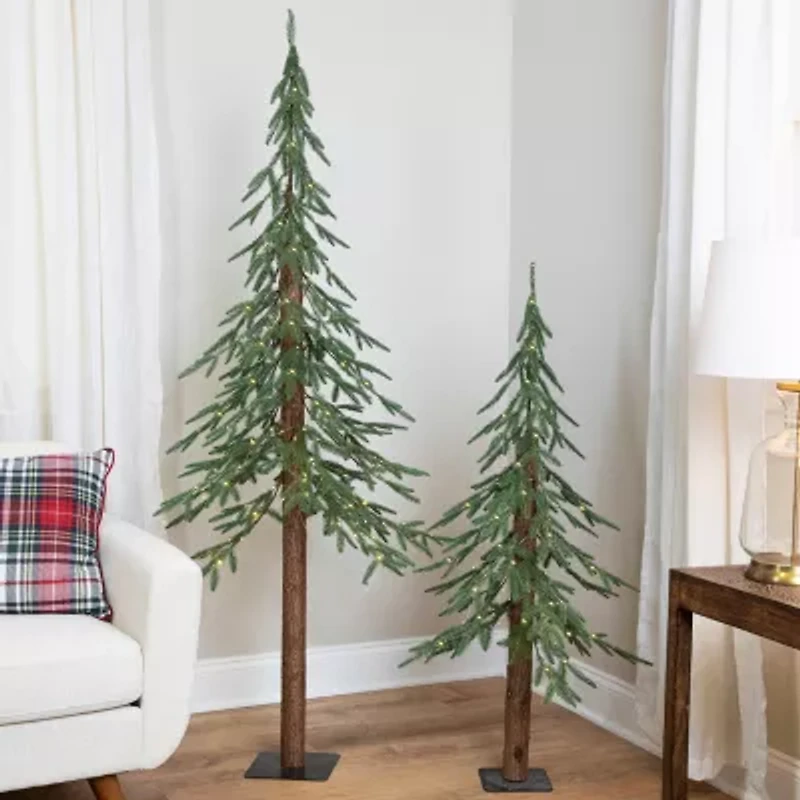 Northlight Pre-Lit Medium Alpine - 4ft - Clear Led Lights 4 Foot Pine Christmas Tree
