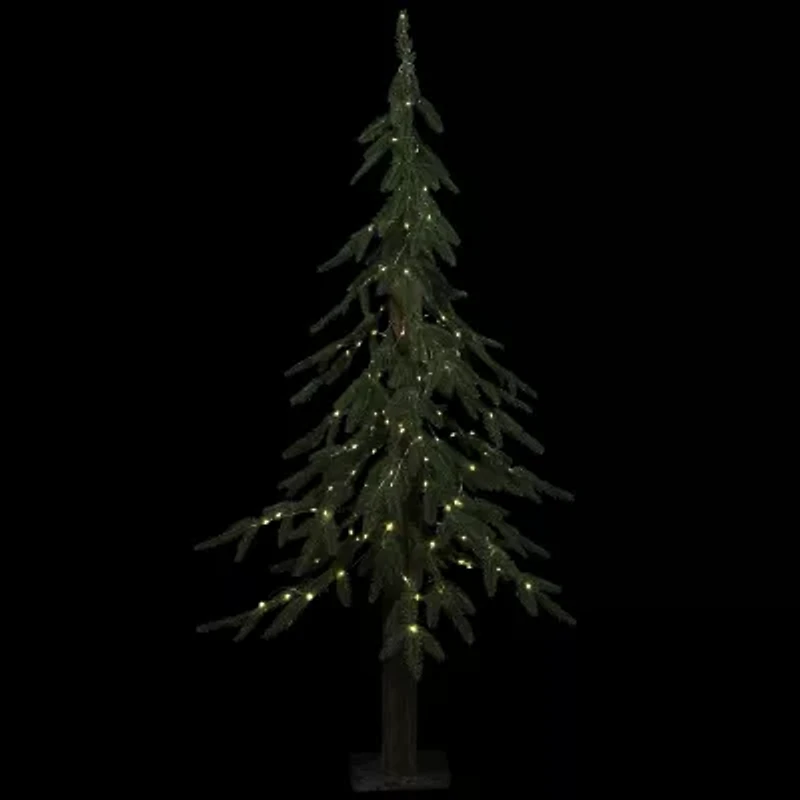 Northlight Pre-Lit Medium Alpine - 4ft - Clear Led Lights 4 Foot Pine Christmas Tree