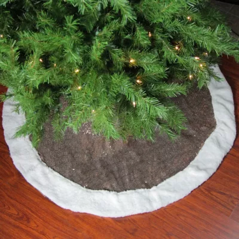 Northlight 47in Brown And White Paillette Sequins Round Indoor Tree Skirt