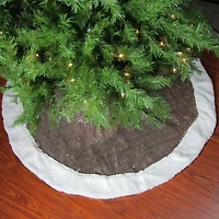 Northlight 47in Brown And White Paillette Sequins Round Indoor Tree Skirt