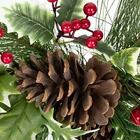 Northlight Holly And Berries Pillar With Pine Cones - 28in Candle Holder