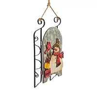Northlight 17in Led Lighted Wooden Sled With Snowman And Cardinal Lighted Christmas Tabletop Decor