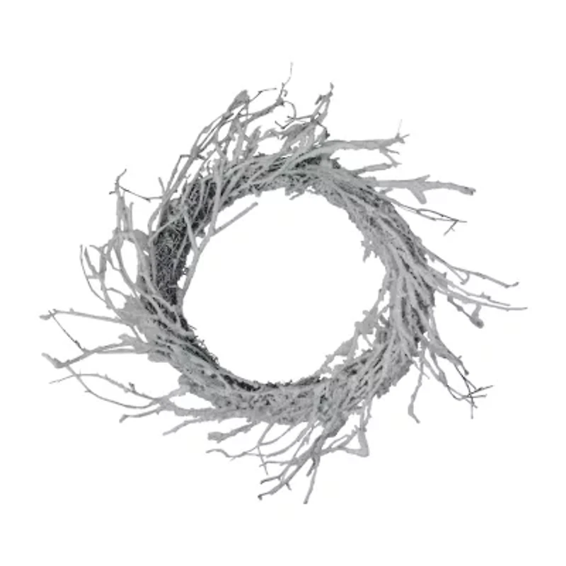 Northlight Snow Flocked And Iridescent Glitter Twig - 24in Wreath