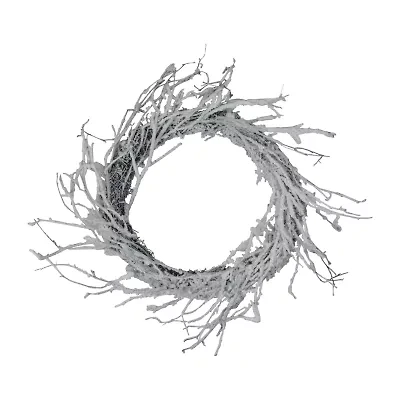 Northlight Snow Flocked And Iridescent Glitter Twig - 24in Wreath