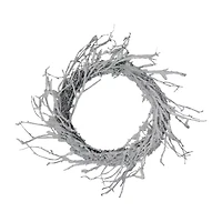 Northlight Snow Flocked And Iridescent Glitter Twig - 24in Wreath
